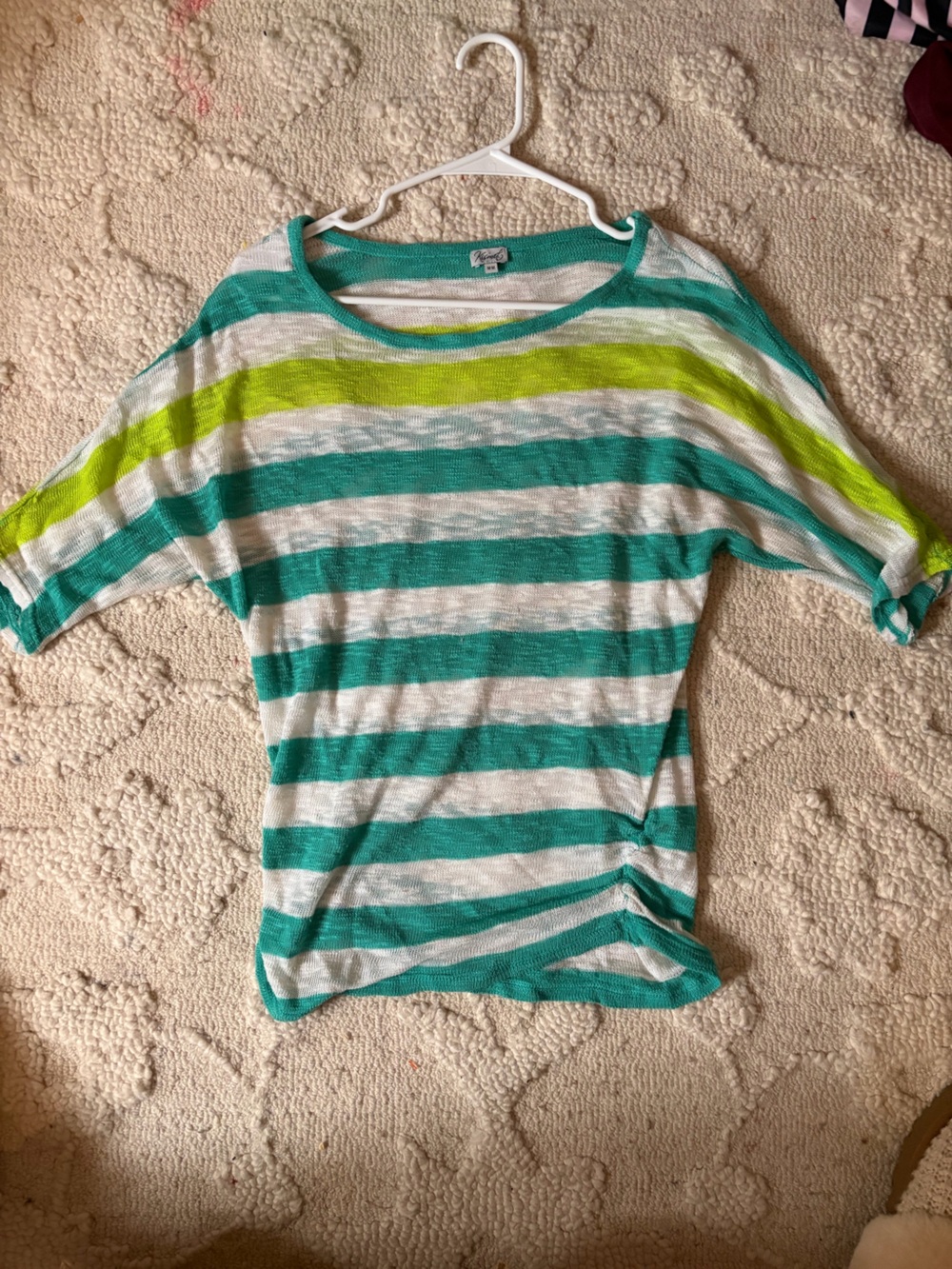 Kismet Striped  half Sleeve in Teal, White & Lime